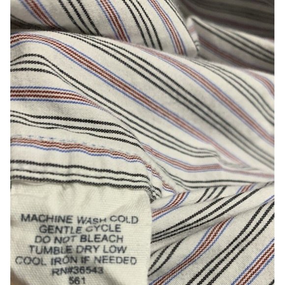 G.H. Bass & Co Mens Black Red White Striped Long Sleeve Button Down Shirt XL - Picture 5 of 5